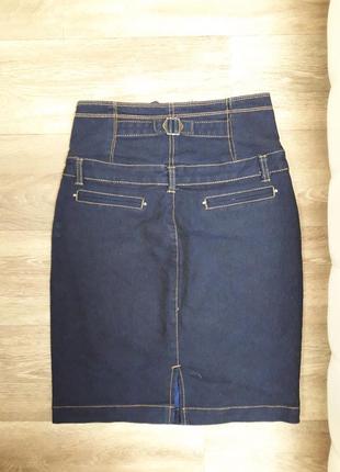 Юбка джинсовая с высокой талией2 фото