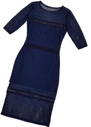 Коктельное  платье темно-синее гипюровое с кружевом2 фото