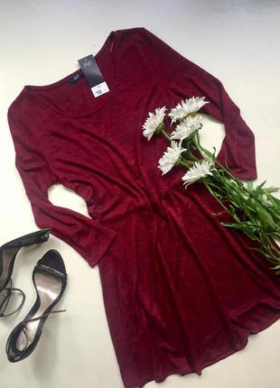 Бордовое платье (летнее красное платье с рукавом)