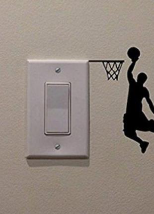 Наклейка на выключатель "баскетболист" - размер стикера 14*11см