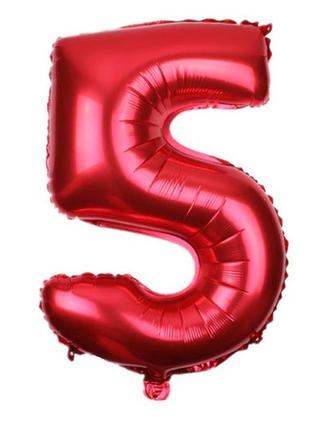 Кулька цифра 5 фольгована 32 дюйма червоний