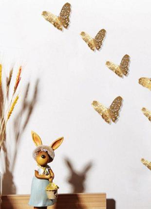 Метелики золоті декоративні - в набір 12шт.3 фото
