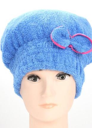 Тюрбан для волос голубой из микроволокна - размер универсальный (подходит для детей и взрослых)2 фото