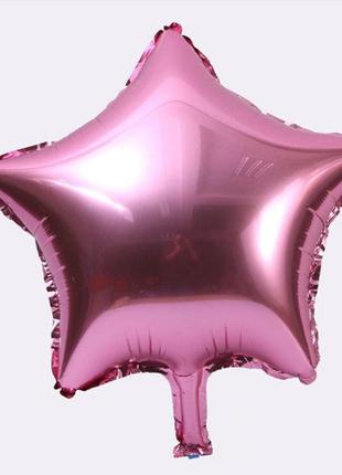 Фольгированный розовый шарик звезда - 45см  (без гелия)1 фото