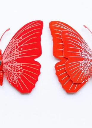 Красные бабочки на магните - 12шт.2 фото