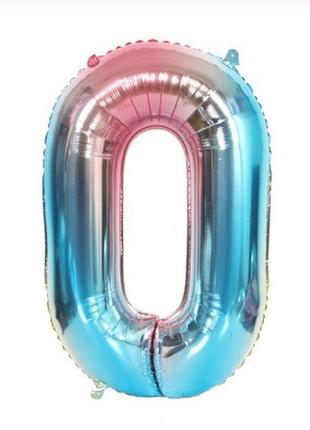 Кулька цифра 0 фольгована 32 дюйма різнобарвний