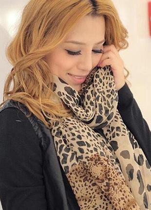Женский леопардовый шарф - размер шарфа 150*45см, шифон