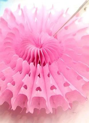 Гирлянда веер светло-розовая - диаметр 12см,  картон, бумага, нить