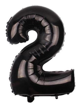 Кулька цифра 2 фольгована 32 дюйма чорний