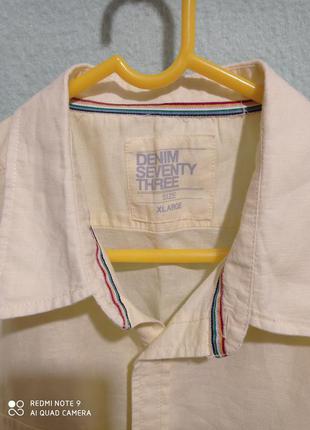 Т21. льняная лимонная мужская рубашка с короткими рукавами лён лен льяна хлопок хлопковая3 фото