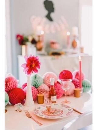 Шар бумажный "соты" - 5см малиновый