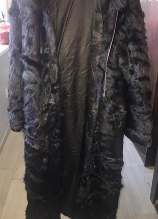 Натуральная шуба козлик шикарный размер 56-58, капюшон
