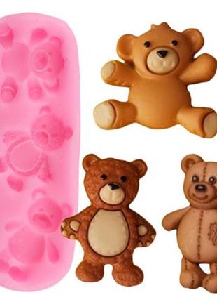 Молд силиконовый мишки 80 на 27 мм розовый