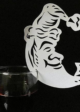 Декор келихів на новій рік місяць 10 штук 6 на 9 см білий