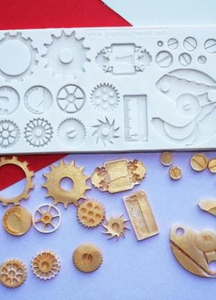 Молд кондитерський "стімпанк механізми" - розмір молдовського 11,5*6см, силікон