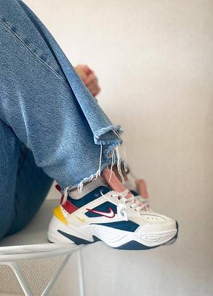 Кроссовки женские найк nike m2k tekno blue white yellow