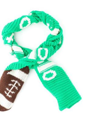 Шарф из  шерсти, с рисунком, зеленый / белый  benetton