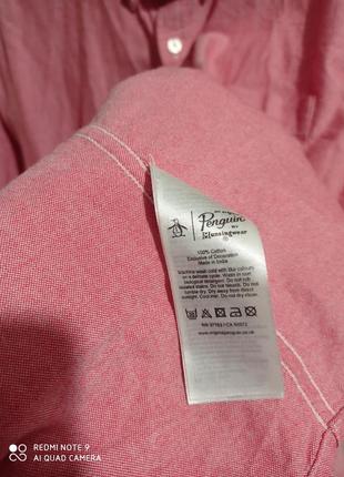 Х5. хлопковая розовая рубашка с короткими рукавами penguin хлопок 💯2 фото