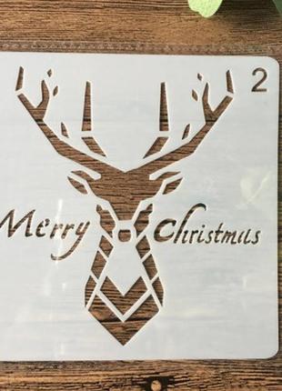 Новорічний трафарет "олень" - розмір трафарету 13*13см, пластик
