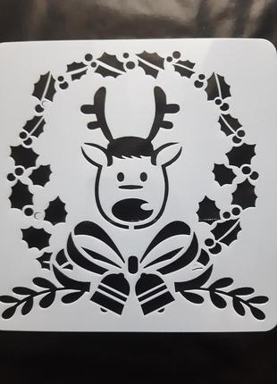 Витинанка новорічна олень новорічний 15 на 15 см сірий