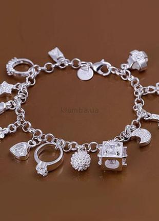 Браслет на руку з цирконіями срібло 925 проба. шикарний срібний