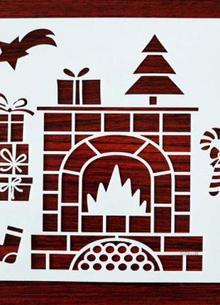 Новорічний трафарет з пластику - розмір трафарету 13*13см