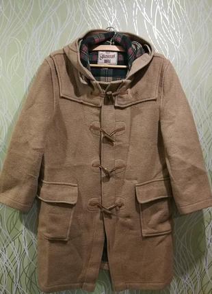 Женское коричневое бежевое пальто дафлкот gloverall england1 фото