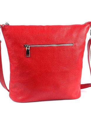 Женская кожаная сумка-мессенджер красная2 фото