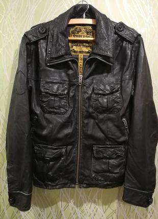 Мужская черная кожаная куртка superdry brad jacket1 фото