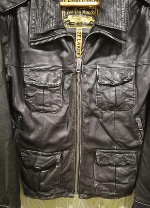 Мужская черная кожаная куртка superdry brad jacket3 фото