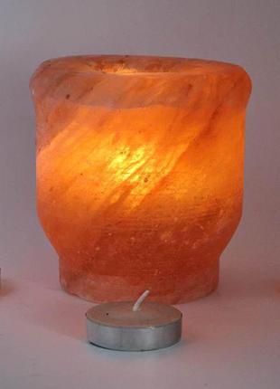 Подсвечник соляной шлифованный цилиндрический "чаша" (d-10,h-9 см)1 фото