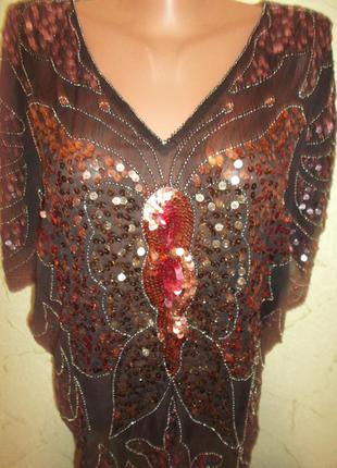 Вечерняя блуза накидка бабочка вышиванка оверсайз паетки р.2- m - redherring - debenhams2 фото