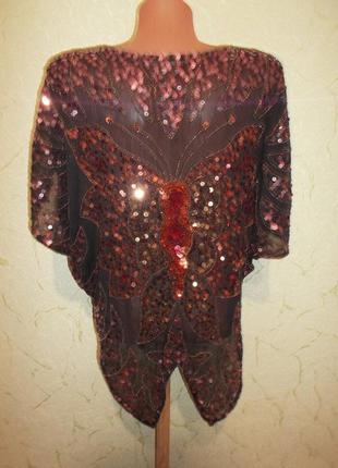Вечерняя блуза накидка бабочка вышиванка оверсайз паетки р.2- m - redherring - debenhams4 фото