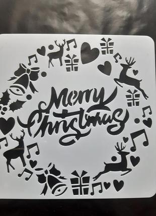 Новорічний трафарет на вікна - розмір трафарету 15*15см, пластик м'який
