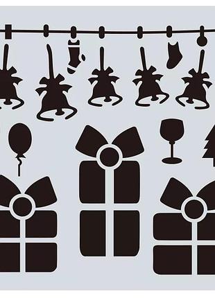 Трафарет новорічний на вікно - розмір трафарету 15*15см, пластик