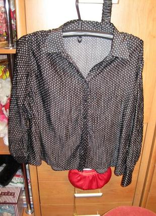 Блуза блузка черная в горох  50 16 l