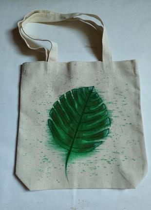 Эко сумка с листом шопер
