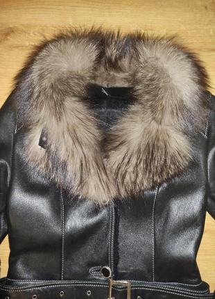 Натуральна жіноча дублянка з натуральним хутром м'яка шкіра2 фото