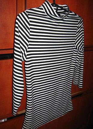 Гольф в рубчик смужка чорно-білий