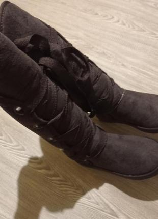 Высокие замшевые угги ботфорты зимние сапоги