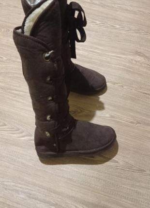Высокие замшевые угги ботфорты зимние сапоги
