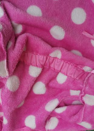 Шикарний теплий халатик на дівчинку з капюшоном в горошок3 фото