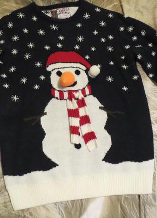 Новогодний зимний свитер со снеговиком cedarwood state
