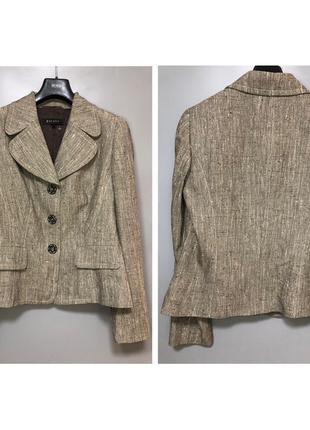 Escada шерстяной шёлковый жакет пиджак пальто букле классический бежевый серый твид4 фото