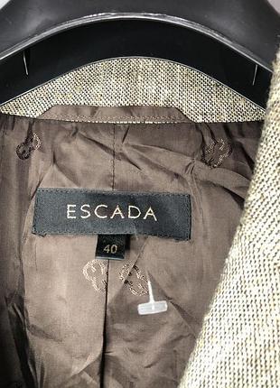 Escada шерстяной шёлковый жакет пиджак пальто букле классический бежевый серый твид3 фото