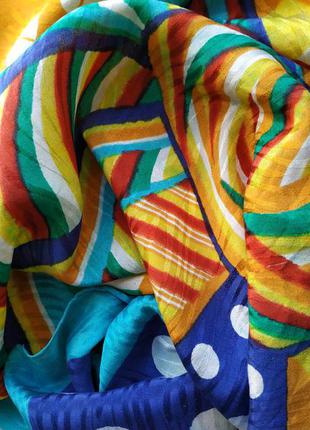 Платок шёлковый шелк цветной шарф яркий большой метр полоска абстракция5 фото