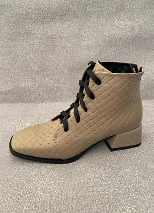 Ексклюзивні черевики з натуральної італійської шкіри плетіння бежеві3 фото