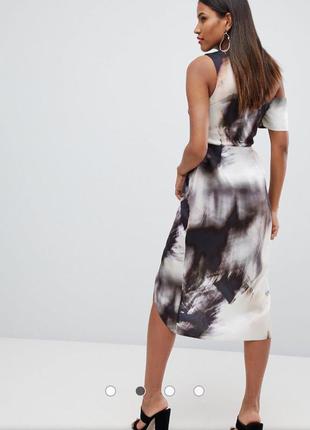 Атласне плаття на одне плече з абстрактним принтом asos5 фото