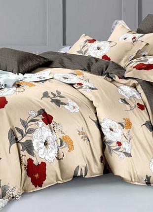 Постільна білизна з простирадлом на резинці з сатину