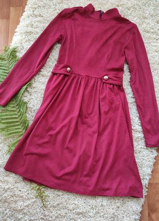 Сукня платье плаття замш бордо вишневий3 фото